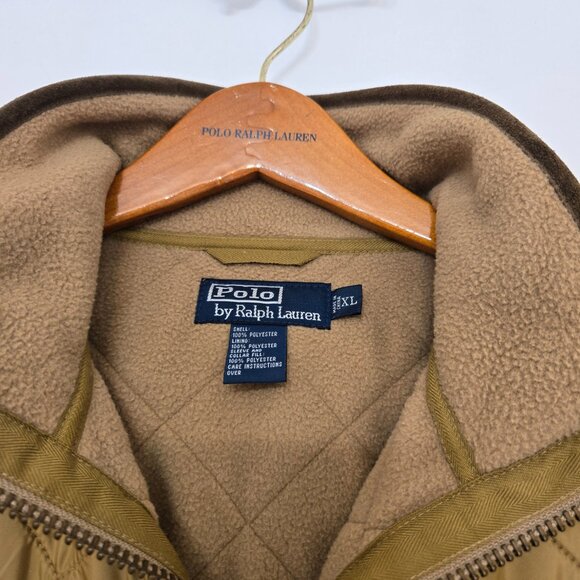 Vintage Polo Ralph Lauren Jacket Mens XL Tan Quilted Insulated Fleece Lined - Picture 7 of 16